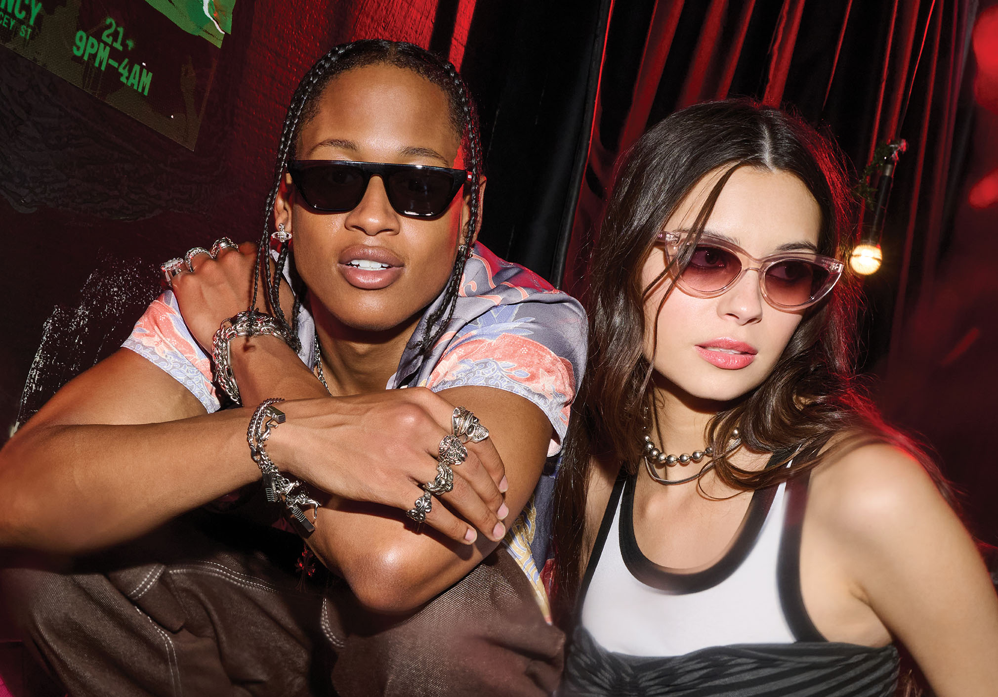 Official Converse eyewear campaign with two models wearing sunglasses