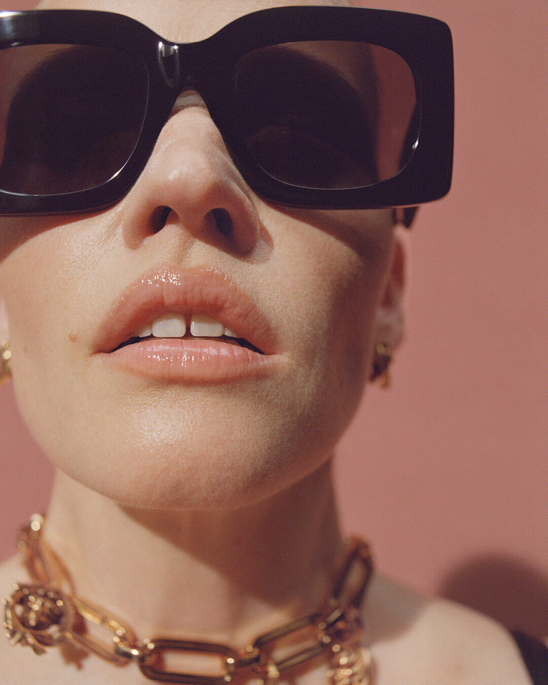 Model wearing Versace sunglasses in Spring/Summer 2025 eyewear campaign imagery